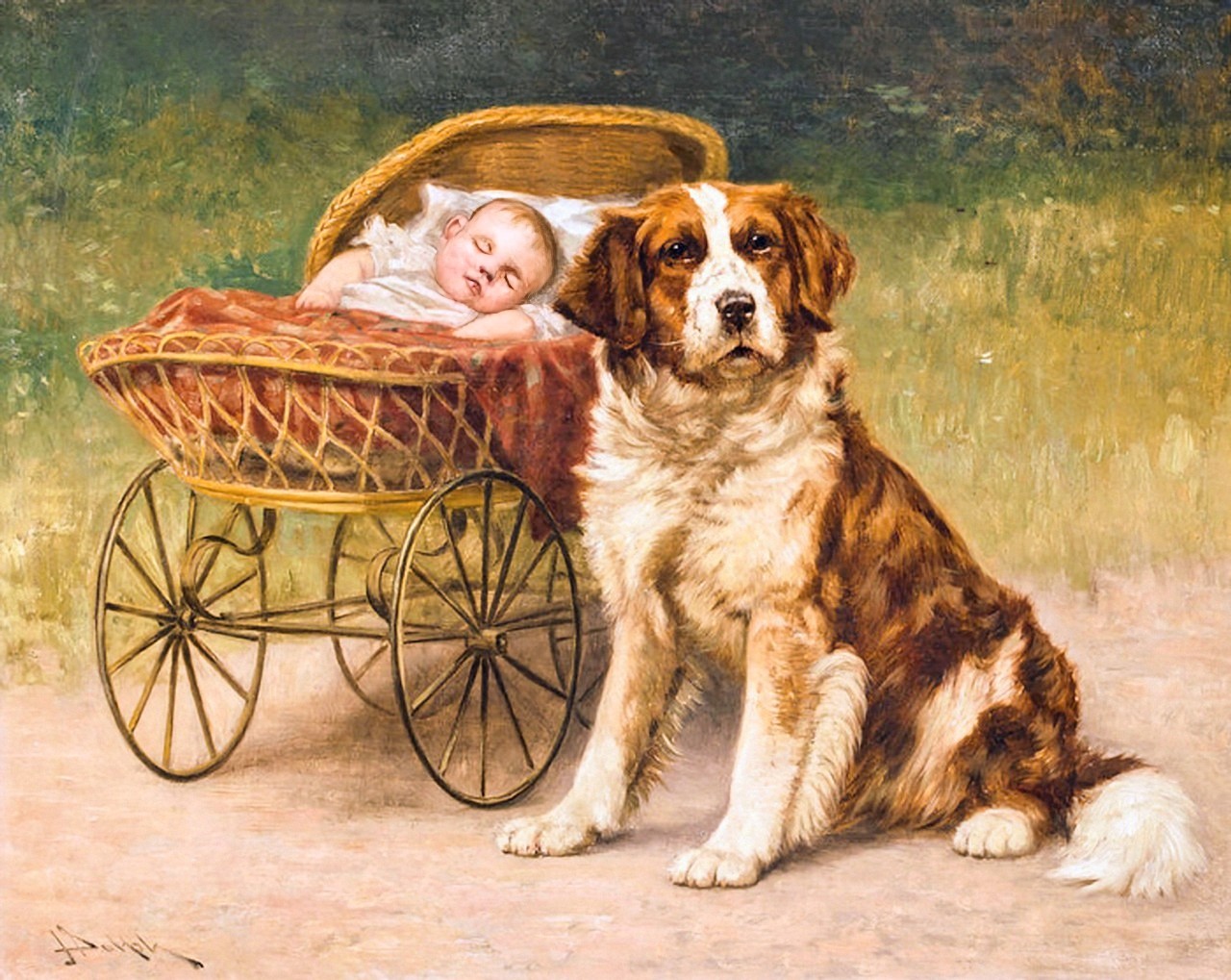 Xếp hình chú chó John Henry Dolph ngồi trông em bé