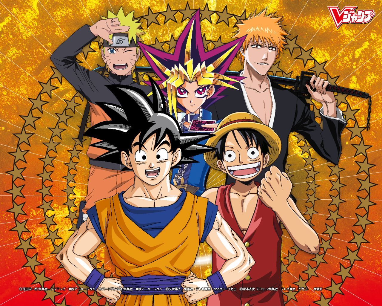 Ghép hình Goku Luffy Naruto. Yugi and Ichigo