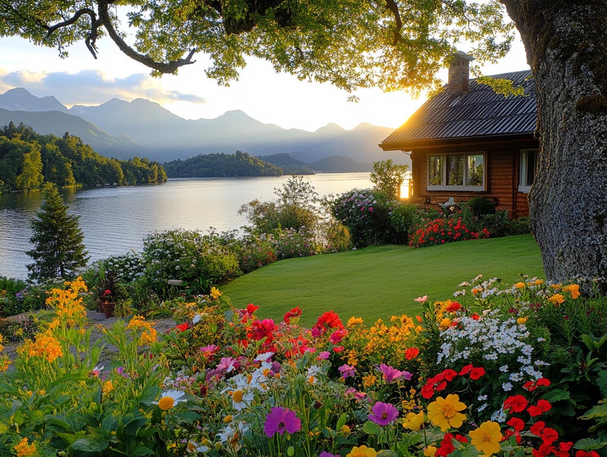 Ghép hình ngôi nhà nhỏ xinh xắn bên hồ