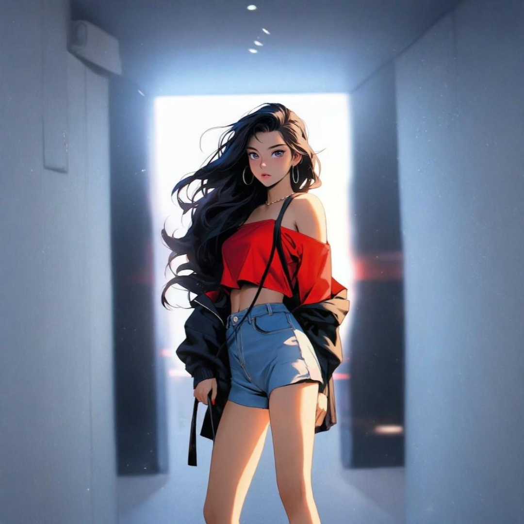 Ghép hình cô gái Anime áo đỏ