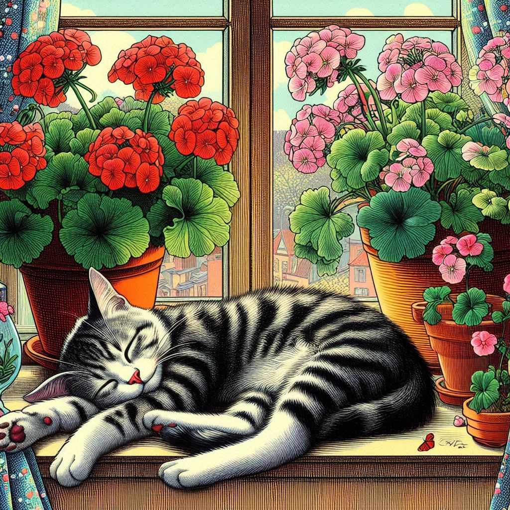 Mèo ngủ bên cửa sổ