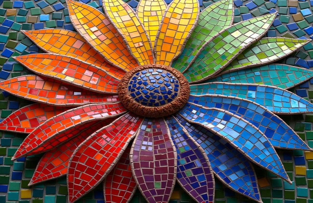 Flower sunflower rainbow art