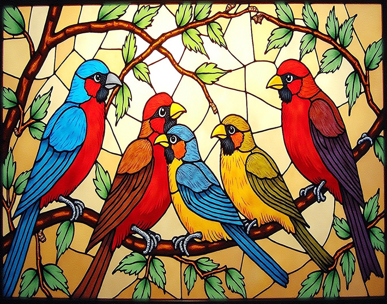 Ghép hình nghệ thuật trừu tượng về chim