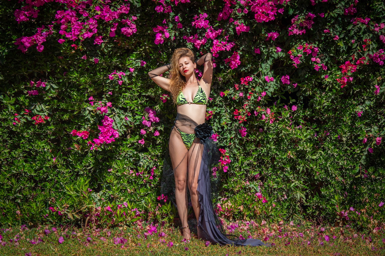 Red Hair Women Bikini Outdoor